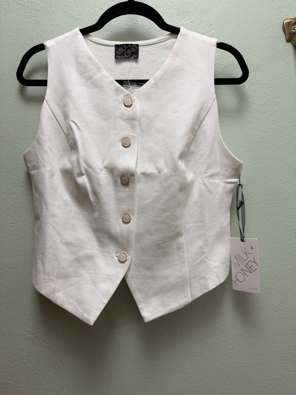 Milk + Honey White Tailored Cotton Vest
